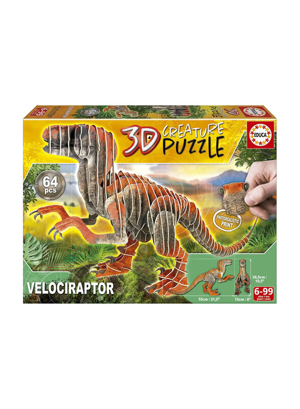 

Educa 64-Piece Velociraptor 3D Creature Puzzle, Ages 6+, Multicolour