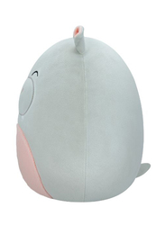 Squishmallows 12-inch Harrison Hippo with Fuzzy Belly, Grey/Pink