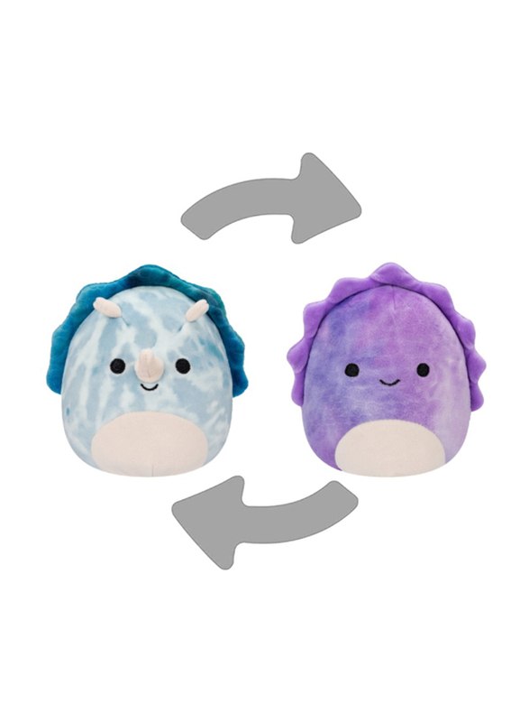 Squishmallows 5-inch Little Plush Flipamallows Delilah & Jerome Dino with Tie-Dye Triceratops, Purple/Blue
