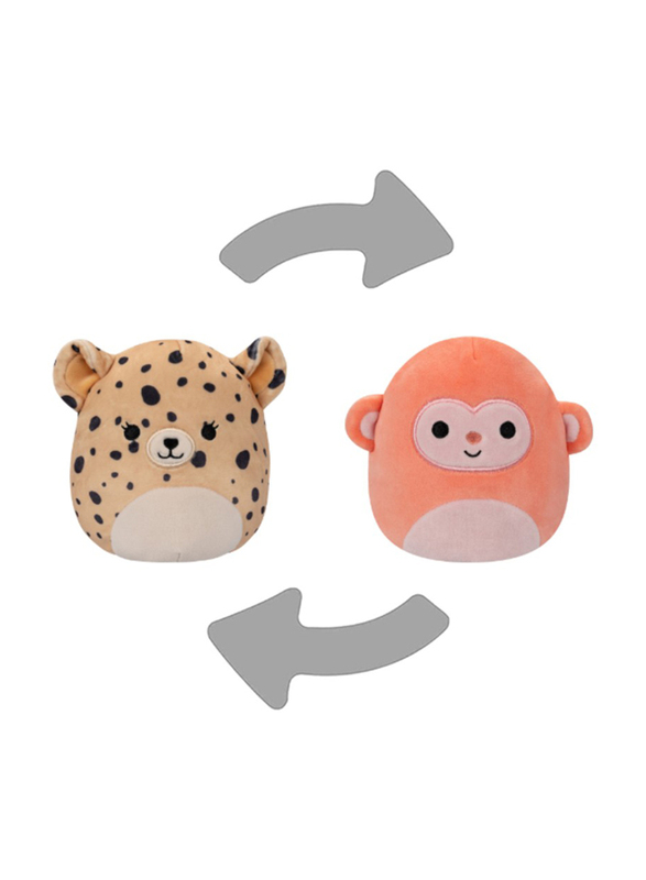 Squishmallows 5-inch Little Plush Flipamallows Lexie & Elton Cheetah with Monkey, Brown/Orange