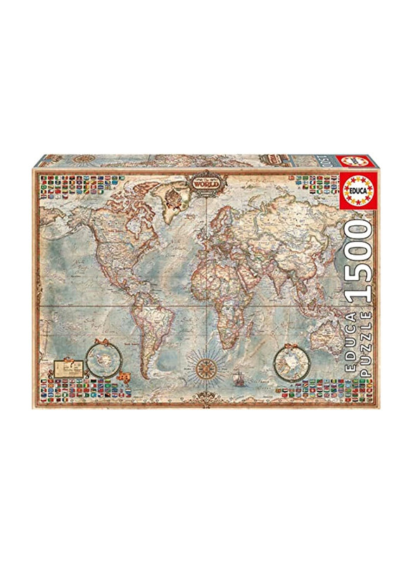 

Educa 1500-Piece Political Map of the World Puzzle, Ages 9+, Multicolour