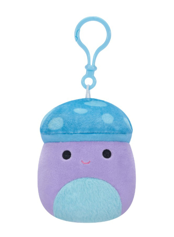 Squishmallows 3.5-inch Little Plush Clip-on Pyle and Mushroom with Fuzzy Belly, Purple/Blue