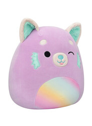 Squishmallows 12-inch Lexis Panda with Rainbow Belly Toy, Purple/Red