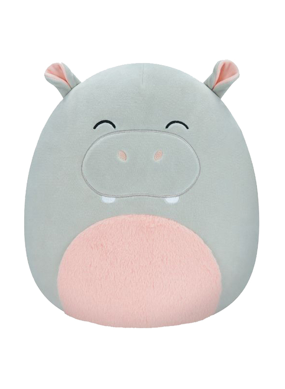 Squishmallows 12-inch Harrison Hippo with Fuzzy Belly, Grey/Pink