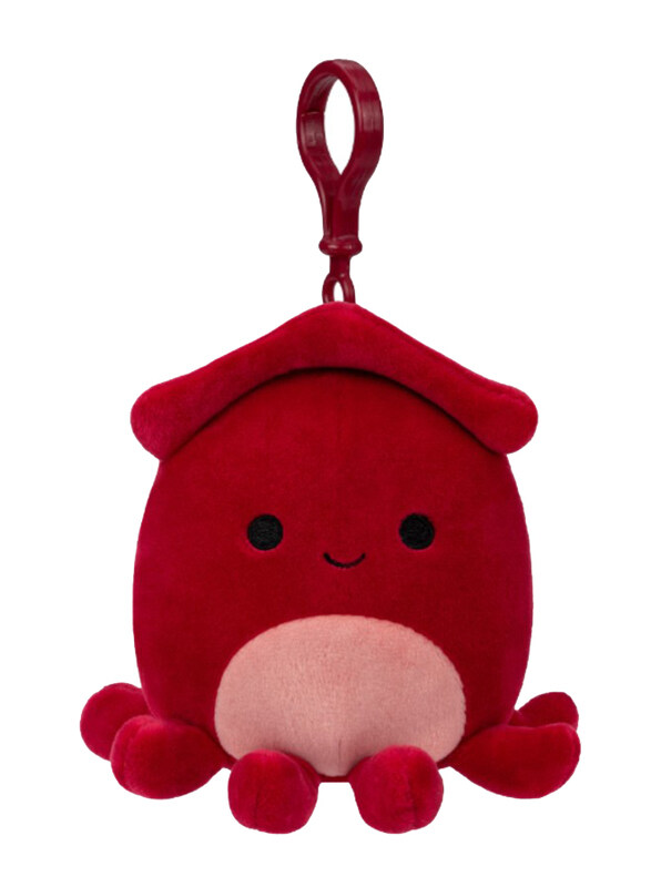 Squishmallows 3.5-inch Little Plush Clip-on Altman Squid, Red