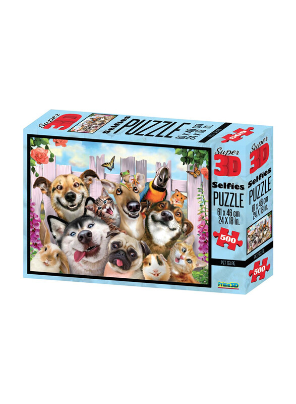 

Prime 3D 500-Piece Howard Robinson Selfies Pet Selfie Puzzle, Multicolour