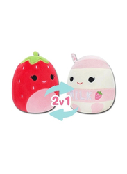 Squishmallows 5-inch Flip-A-Mallows Scarlett Strawberry & Amelie Strawberry Milk with Straw Toys, Multicolour