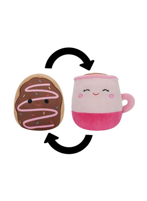 

Squishmallows 5-inch Flip-A-Mallows Deja Chocolate Frosted Donut & Emery Pink Latte with Closed Eyes Toys, Multicolour