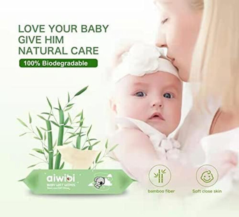 Aiwibi Bamboo Baby Wet Wipes 100% Eco Friendly 80x3 240 Wipes
