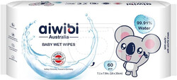 Aiwibi Pure 99.91% Water Premium Baby Wet Wipes 60 Pcs