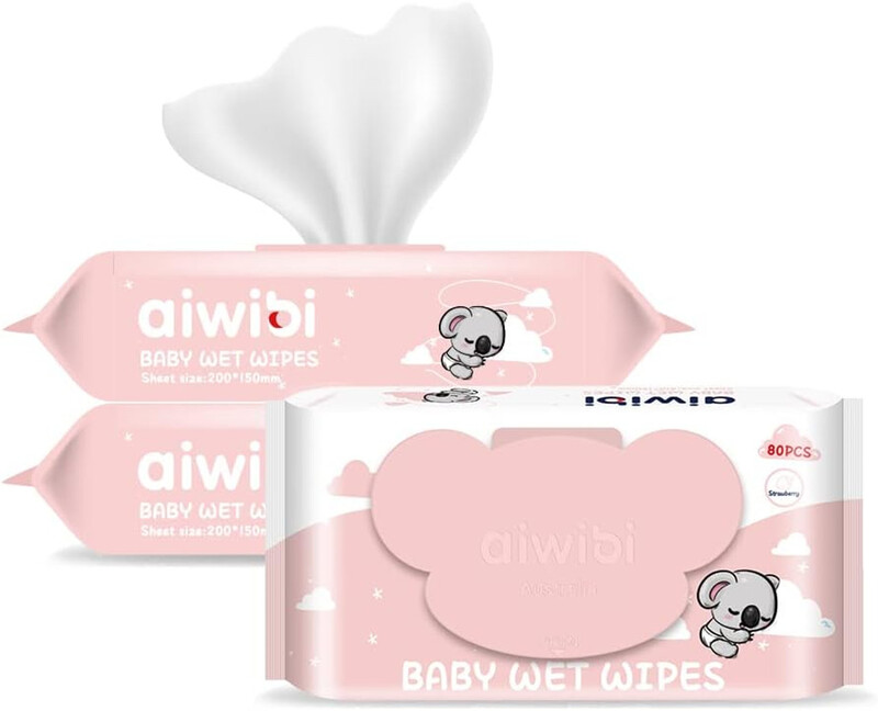 Aiwibi Baby Wet Wipes Strawberry 80x3 Pouches 240 Wipes