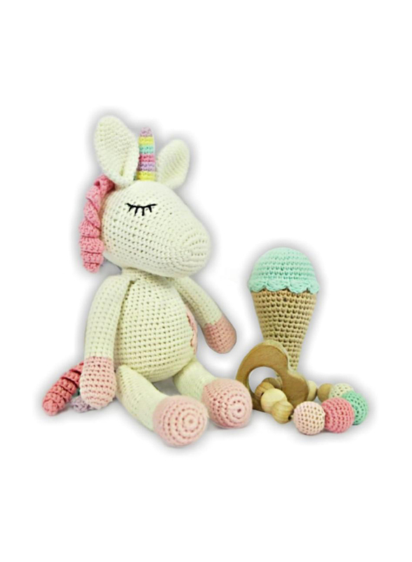 Pikkaboo Snuggle & Play Crocheted Unicorn Set, Multicolour