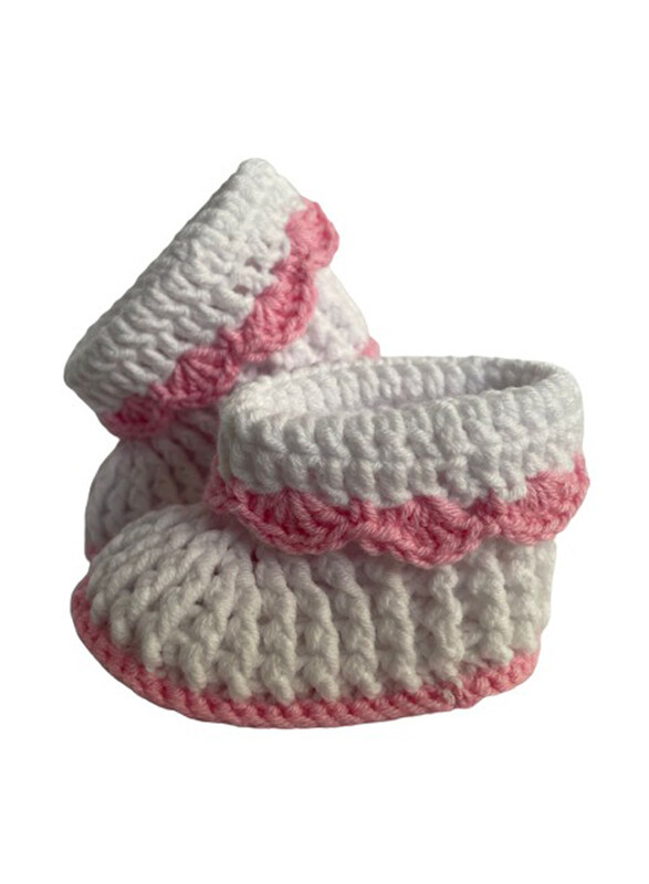 Pikkaboo Heavenly Hugs Handmade Crochet Booties, Pink