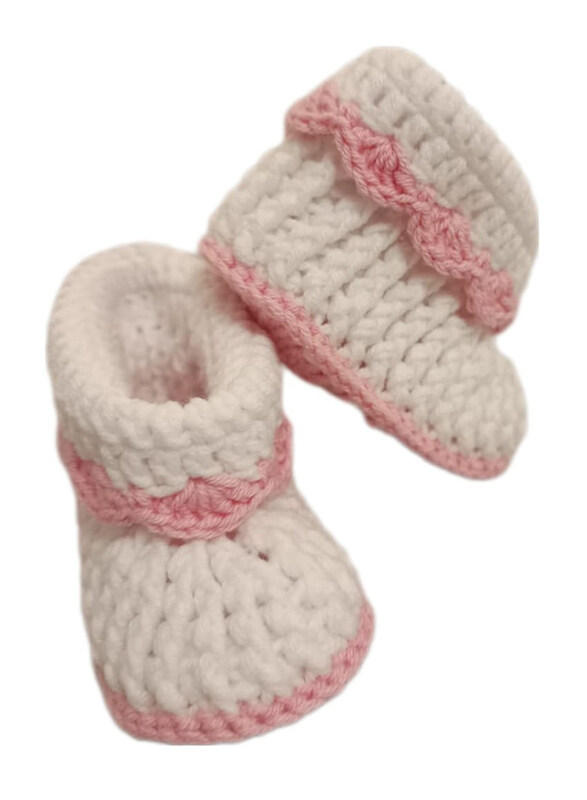 Pikkaboo Heavenly Hugs Handmade Crochet Booties, Pink