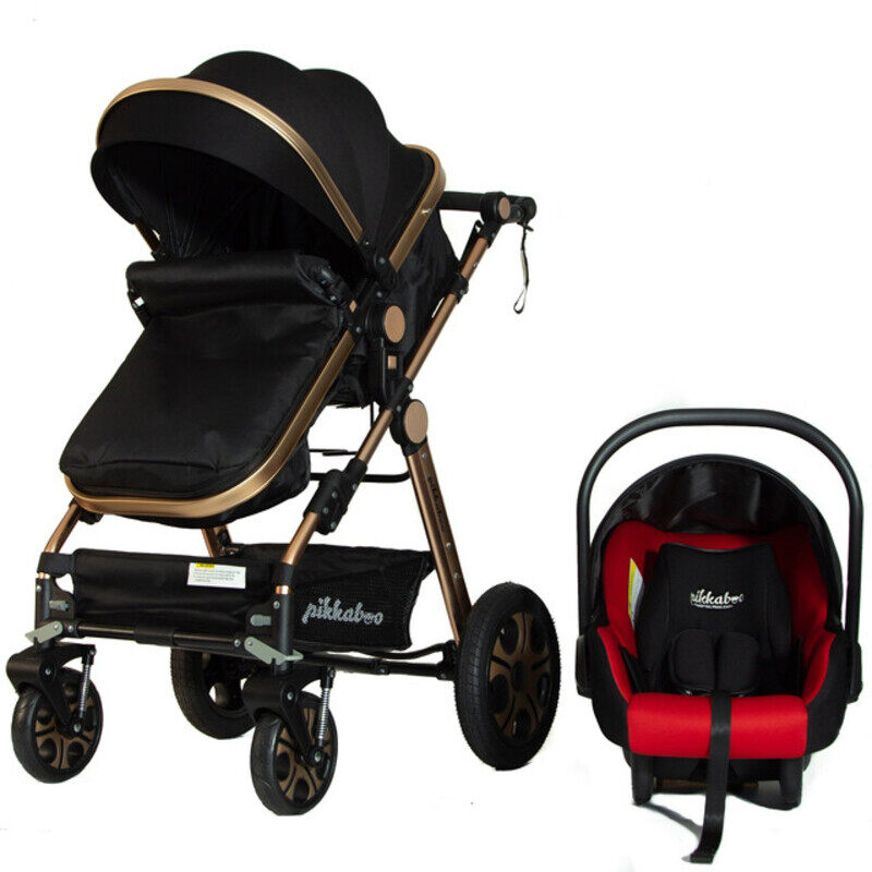 Pikkaboo - 4in1 Luxury Stroller Travel System - Black/Red