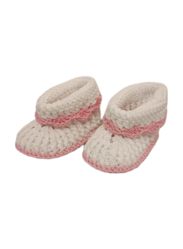 Pikkaboo Heavenly Hugs Handmade Crochet Booties, Pink