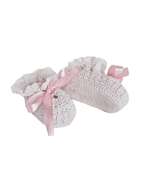 Pikkaboo Little Feet Handmade Crocheted Baby Booties, White