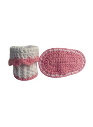 Pikkaboo Heavenly Hugs Handmade Crochet Booties, Pink