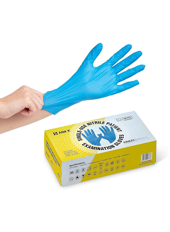 

Aim-X Medical Nitrile Powder-Free Examination Gloves, Small, 100 Pieces, Blue