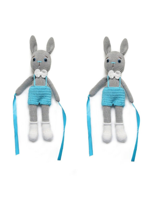 

Pikkaboo Crochet Bunny Tieback Clips, 2 Pieces, Blue/Grey