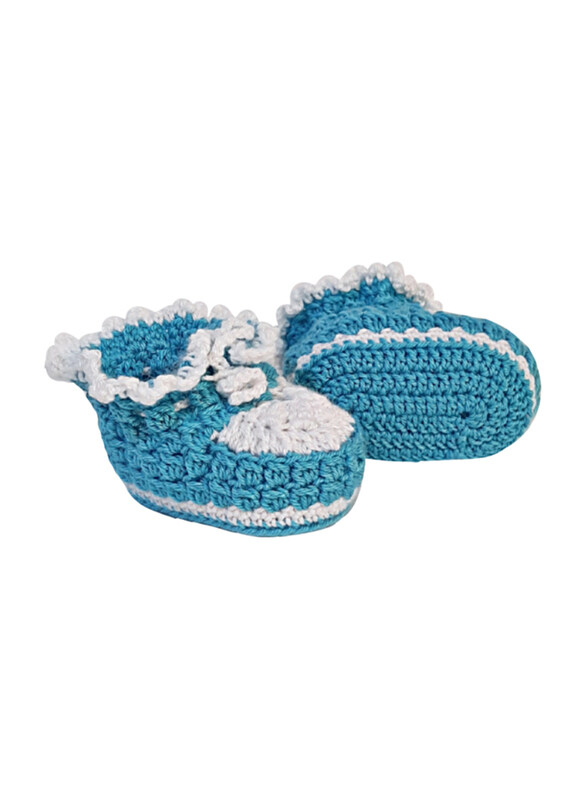 

Pikkaboo Little Feet Handmade Crocheted Baby Booties, Blue