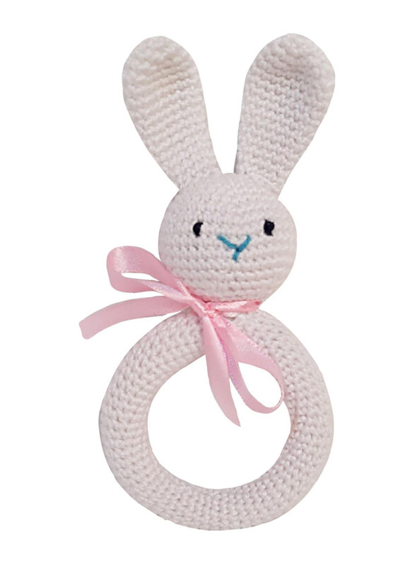 

Pikkaboo Handmade Crocheted Bunny Teether, White