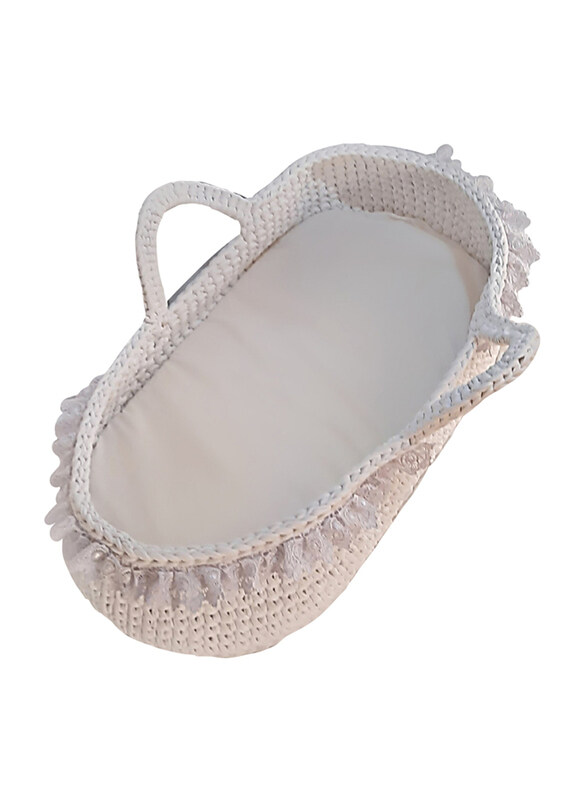 

Pikkaboo Handmade Crochet Moses Basket Baby Carry Cot, White