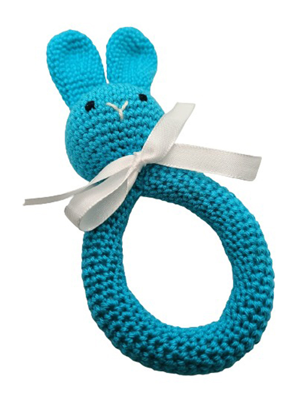 Pikkaboo Handmade Crocheted Bunny Teether, Blue