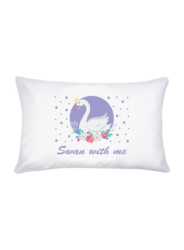 

Pikkaboo Swan Print Pillowcase Cover for Kids, White