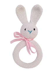 Pikkaboo Snuggle and Play Soft Crocheted Bunny Set, White/Pink