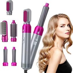 Hair Styling Tool Set with Hot Air Dryer, 5-in-1, Rotating Brush, Curler, Styler, White and Blue Color