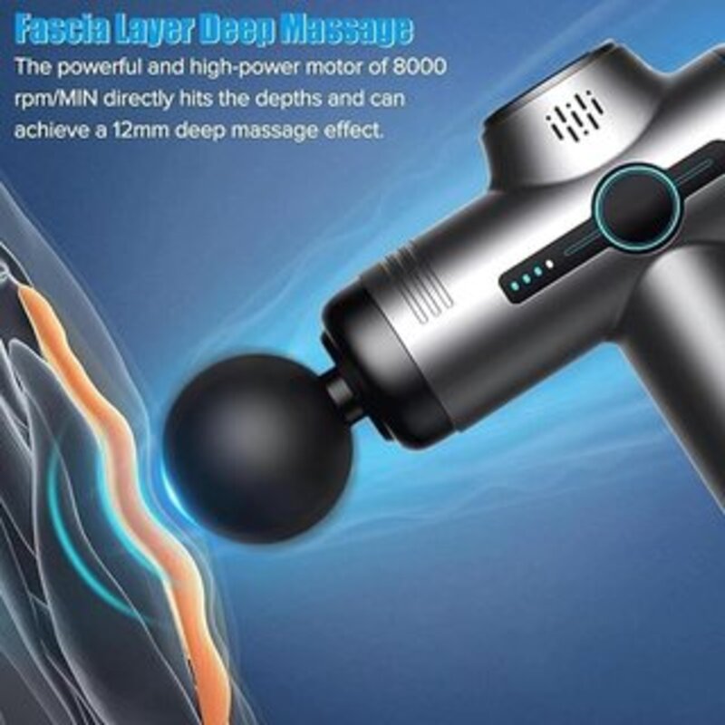 Massage Gun Deep Tissue Percussion Muscle Mini Massager for Pain Relief, Handheld Electric Body Massager Sports Portable Super Quiet Brushless Motor, Grey