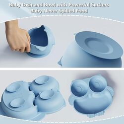 Silicone Baby Feeding Set, Baby Weaning Feeding Supplies with Suction Bowl,Toddler Self Feeding Dish Set with Spoons Forks Sippy Cup Adjustable Bib, Eating Utensils and Mat