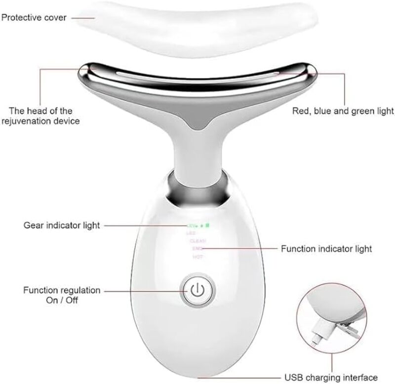 EMS Microcurrent Face Neck Beauty Device LED Photon Firming Rejuvenation Anti Wrinkle Thin Double Chin Skin Care Facial Massager