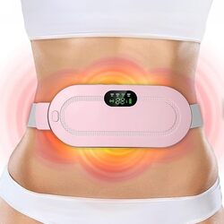 Electric Heating Pad for Cramp, 4 Vibration Massage Modes 3 Heat Levels Menstrual Relief Belt, Portable Period Cramp Stomach Back Pain Relief Patches