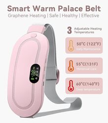 Electric Heating Pad for Cramp, 4 Vibration Massage Modes 3 Heat Levels Menstrual Relief Belt, Portable Period Cramp Stomach Back Pain Relief Patches