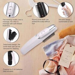 Infrared Laser Hair Growth Massager Comb with LED Light, Vibrating Scalp Brush and Dryer, White