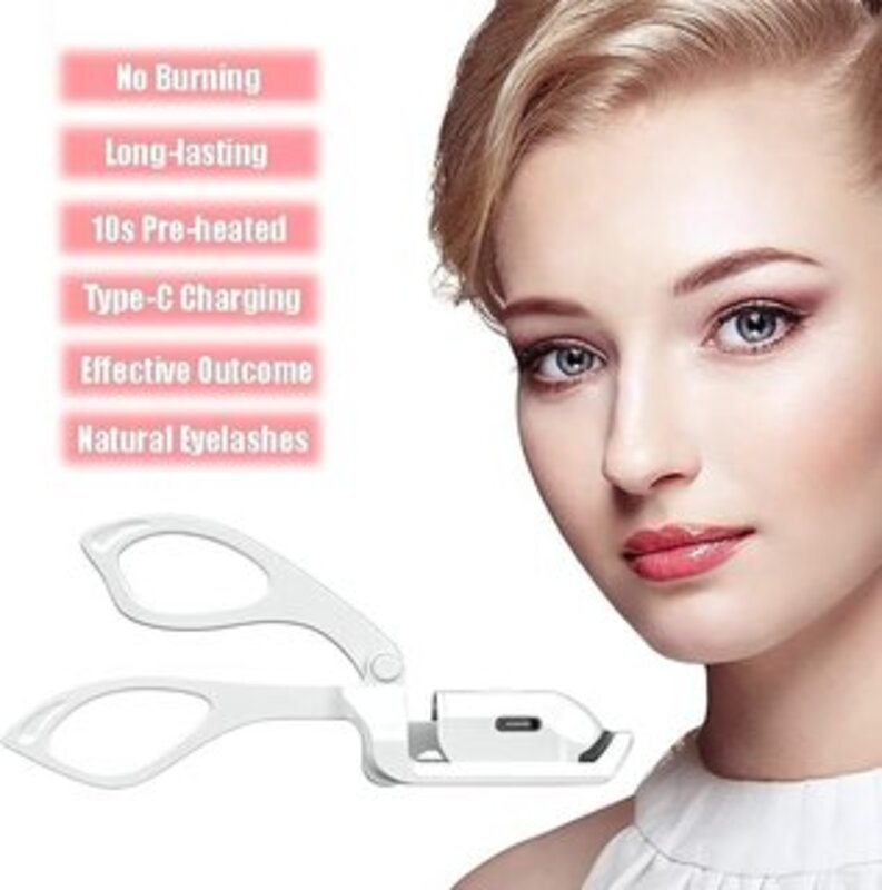 Electric Eyelash Curler with Rechargeable Battery, 2 Temperature Modes, Silicone Pads, Long-Lasting Curl