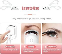 Electric Eyelash Curler with Rechargeable Battery, 2 Temperature Modes, Silicone Pads, Long-Lasting Curl