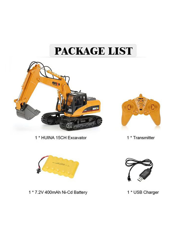 Happy Toys 11ch Electronic Excavator Heavy Machinery Remote Control Car Truck, 1550, Ages 12+