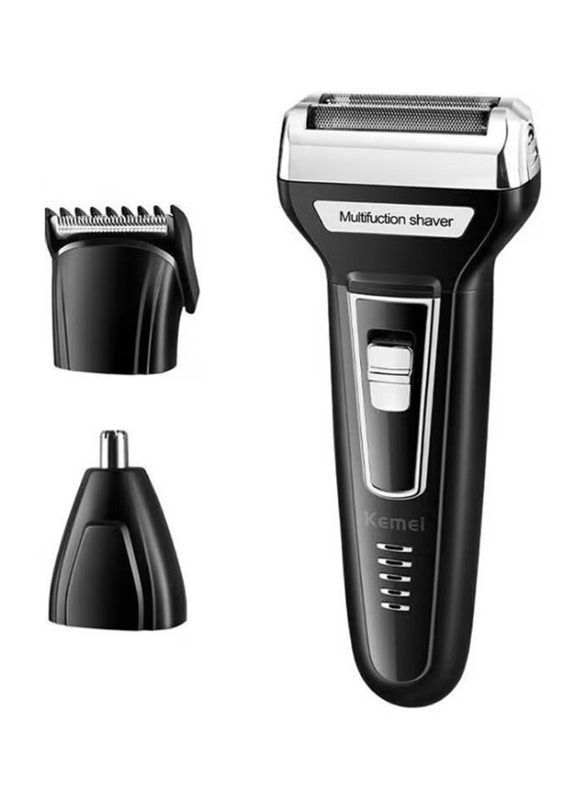 Kemei 3 in 1 Electric Rechargeable Waterproof Razor Beard Trimmer, Black