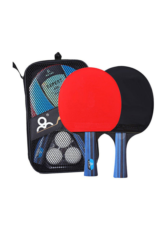 Professional Training Table Tennis Bat and Ball Set, 6 Pieces, Multicolour