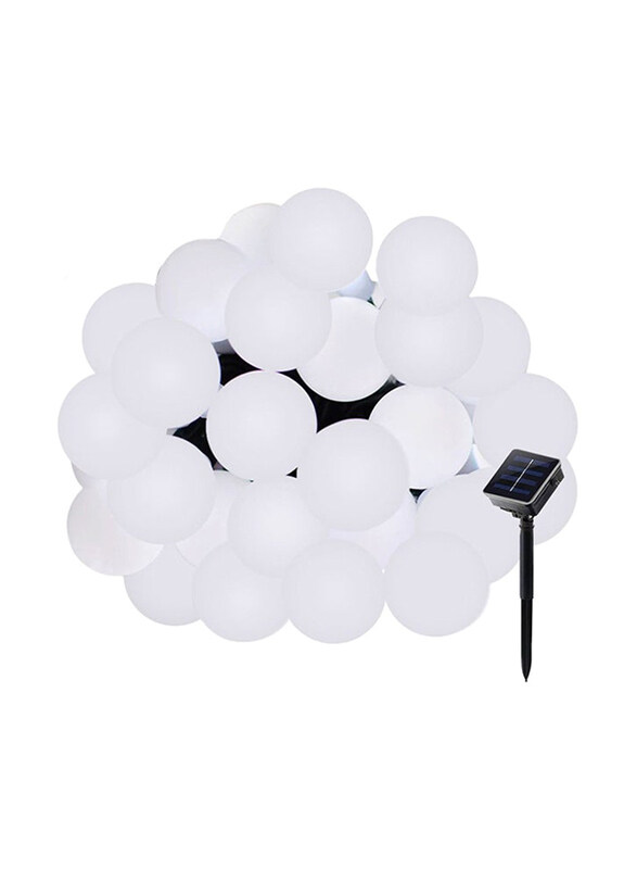 

Generic 30 LED Solar Power Outdoor Ball Decorative Lights, White/Black