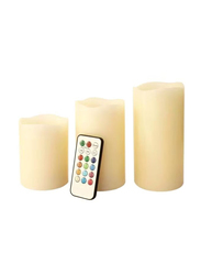 Remote Controlled Flameless Candle Set, 3 Pieces, Beige