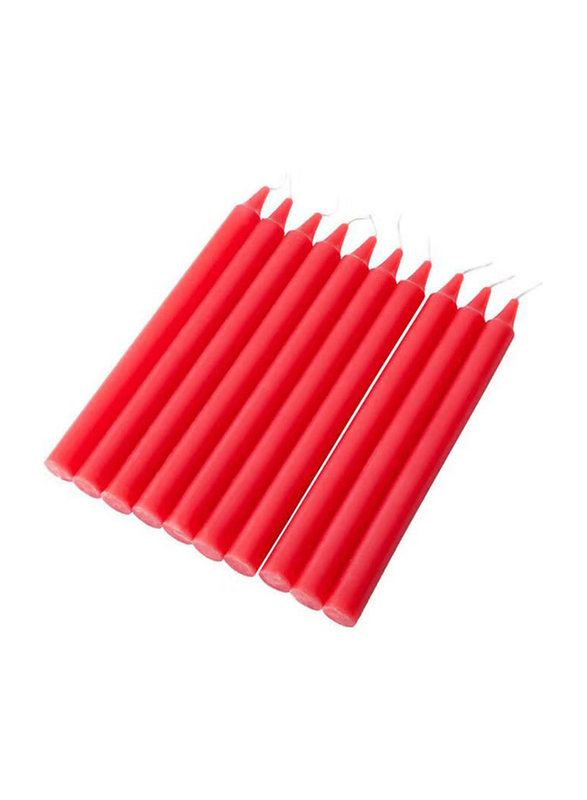 10-Piece Unscented Straight Taper Candle, Red