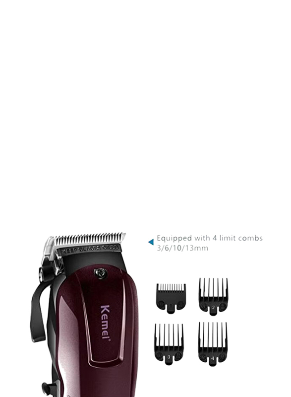 Kemei Professional Electric Fader Hair Trimmer, Maroon/Black