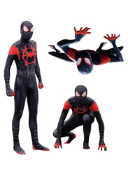 The Spider Verse Miles Morales Cosplay Costumes For Kids, Medium, Red/Black