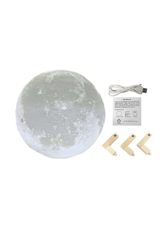 

Generic 3D Colour Changing Moon LED Table Lamp, White/Beige