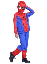 Fancydresswale Super Quality Spiderman Style Fancy Dress Costume Set for Kids, 4 - 6 Years, Red/Blue