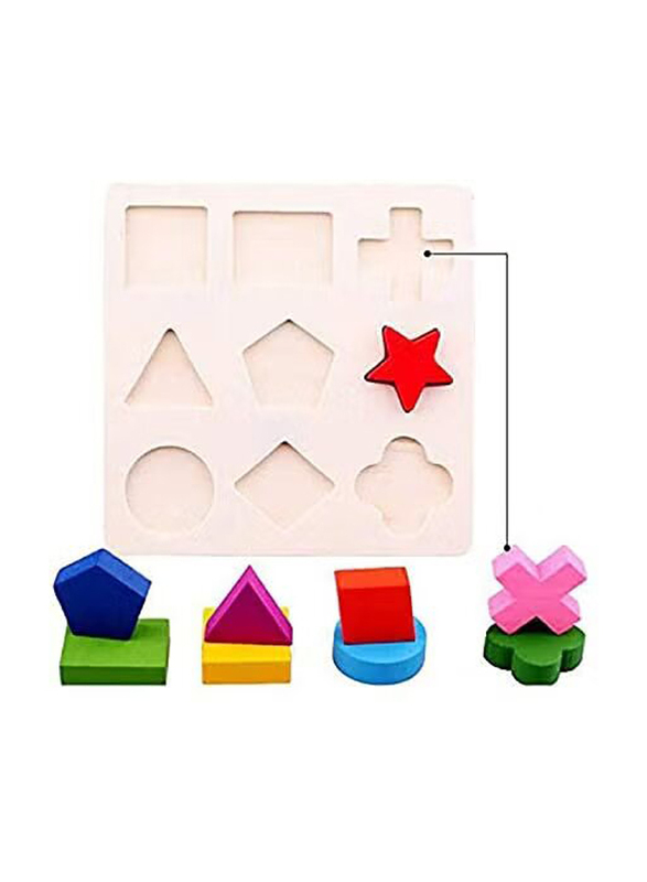 Beauenty Wooden Multifunction Children Math Shapes Geometric Puzzle Learning Education Toys, 3 Packs, Ages 3+